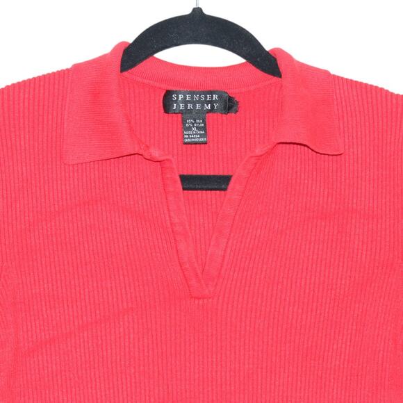 Vintage Spencer Jeremy Silk Blend Ribbed Sweater XL Red - Picture 3 of 7